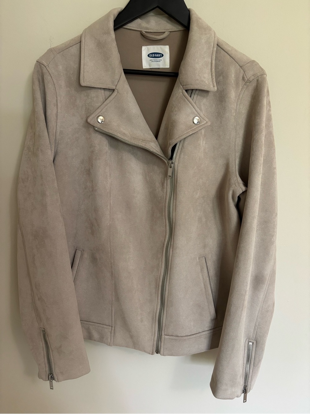 Old Navy Women's Beige/Taupe Faux Suede Moto Jacket (XXL)